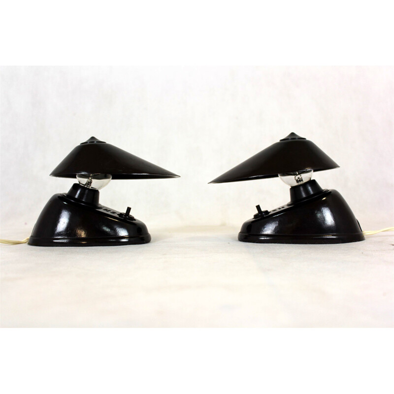 Pair of vintage bakelite Bauhaus table lamps from ESC, Czechoslovakia 1940s