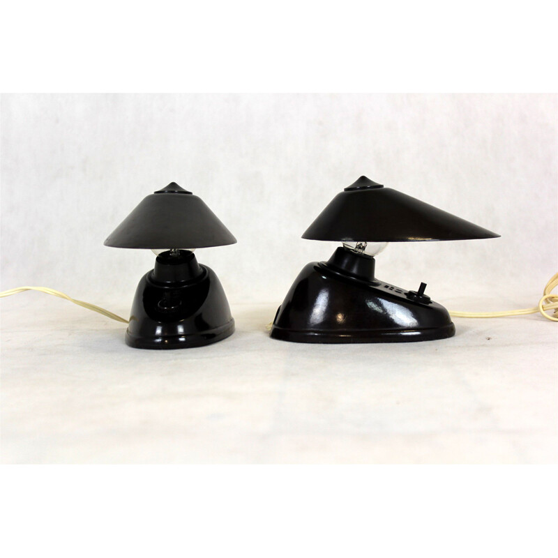 Pair of vintage bakelite Bauhaus table lamps from ESC, Czechoslovakia 1940s