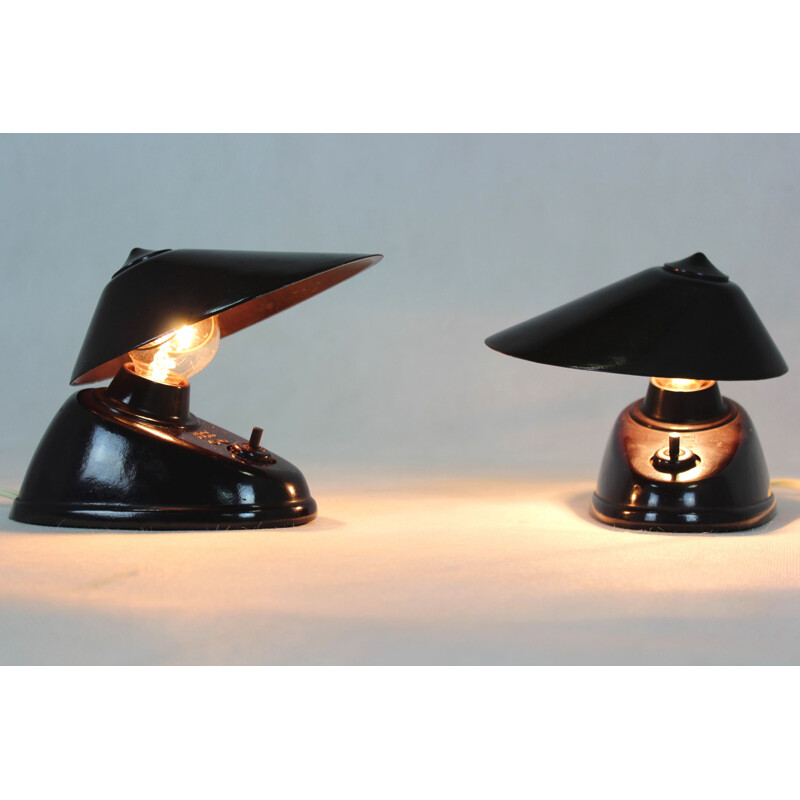 Pair of vintage bakelite Bauhaus table lamps from ESC, Czechoslovakia 1940s