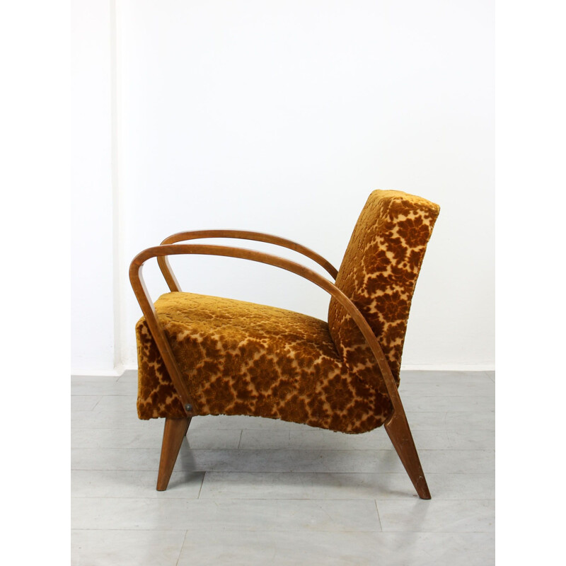 Mid-century Art deco orange armchair by Jindřich Halabala