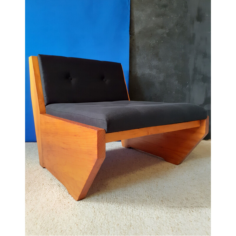 Mid-century pine chair by René Martin for the Meribel Les Allues resort, 1960