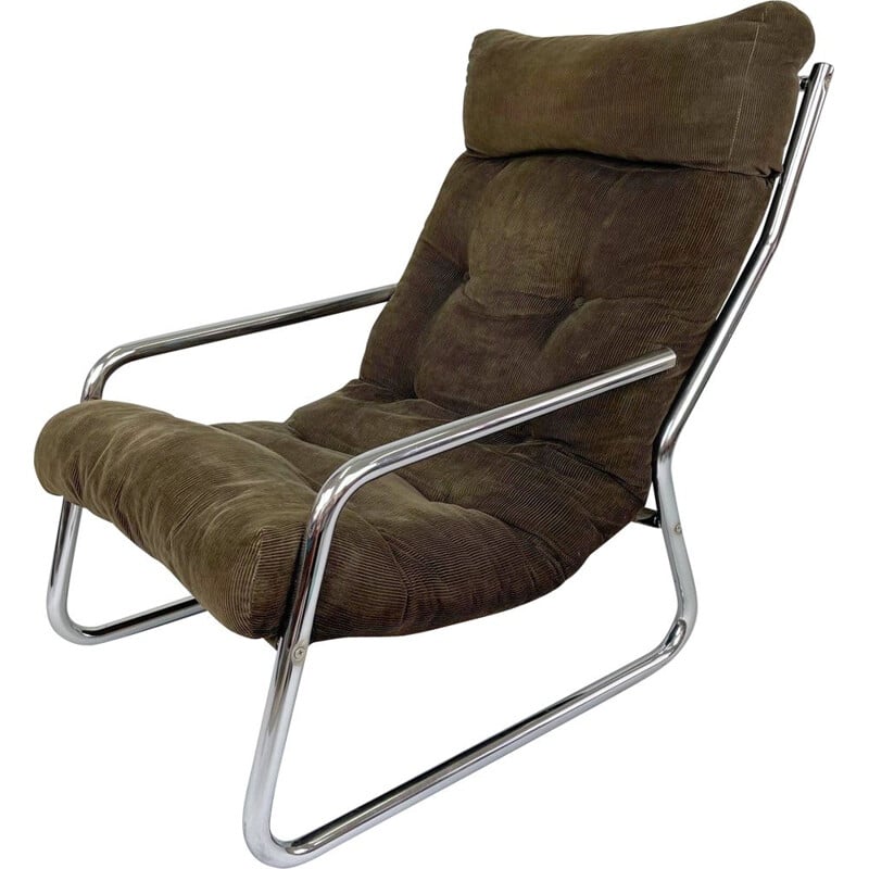 Mid-century tubular chrome armchair, 1970s