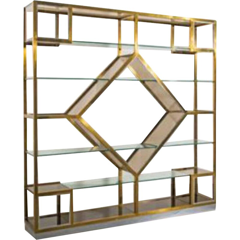 Vintage glass bookcase, Italy 1970s