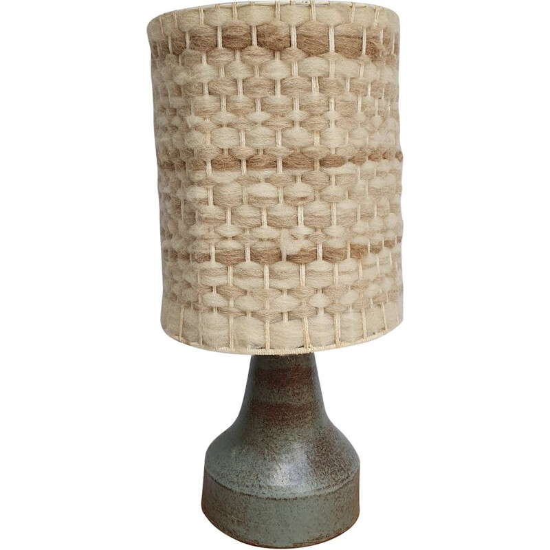 Vintage stoneware and wool lamp by Audoux Minet, 1960