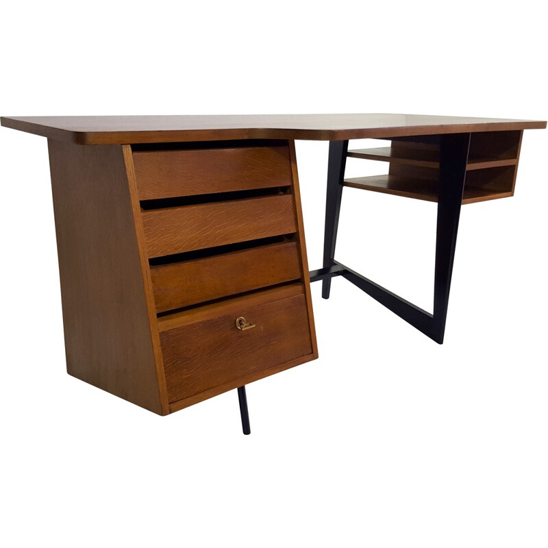 Magasins Pilotes desk office in oakwood, Claude VASSAL - 1955s