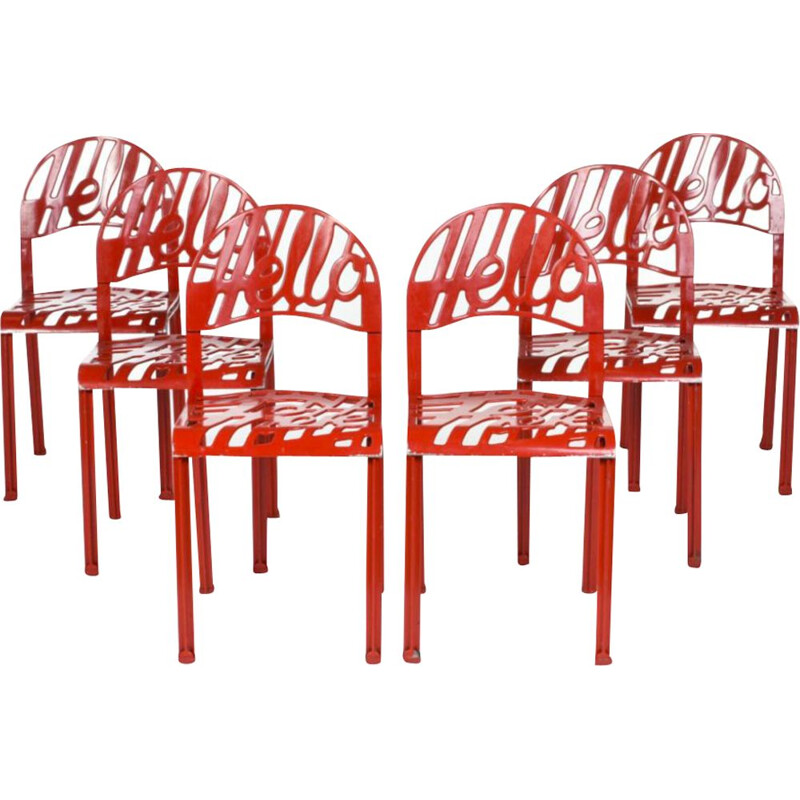Set of 6 vintage "Hello there" chairs by Jeremy Harvey for Artifort