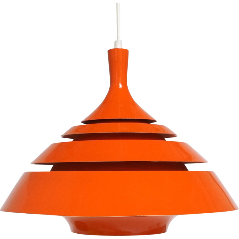 Swedish Markaryd "Blade" hanging lamp in orange metal, Hans Agne JAKOBSSON - 1960s