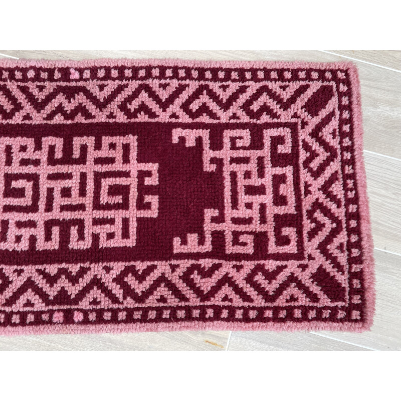 Vintage Bohemian pure wool carpet 126x57cm, 1970