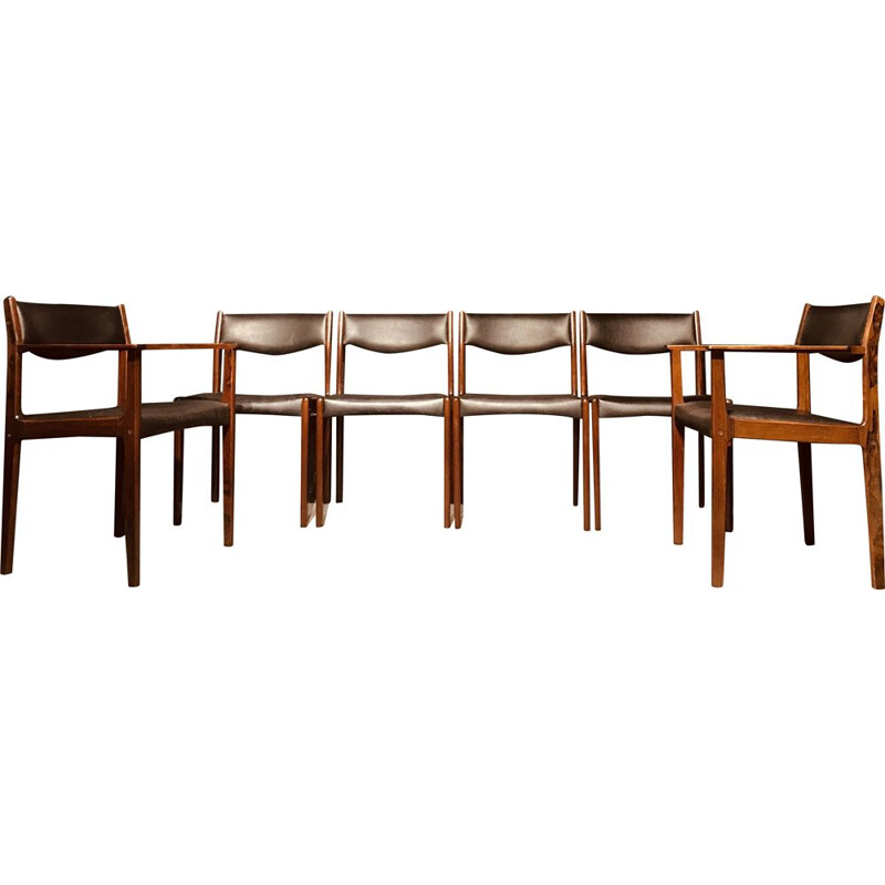 Set of 6 vintage Danish dining chairs in rosewood by SAX, 1960s