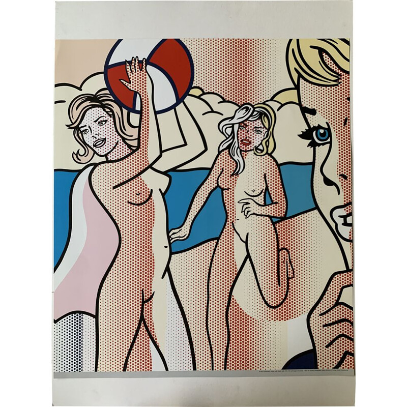 Vintage painting "Nudes with Beach Ball" by Roy Liechtenstein, 2000