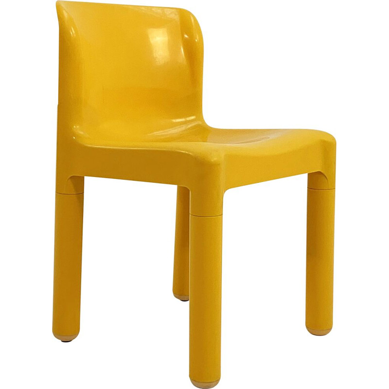 Chaise vintage modèle 4875 jaune par Carlo Bartoli pour Kartell, 1970
