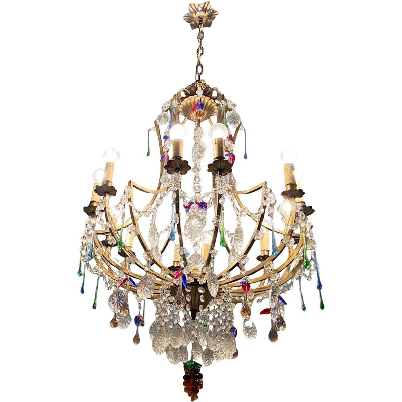 Mid century Murano fruit glass chandelier with 12 lights