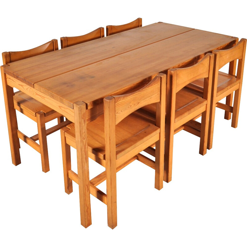 Finnish Laukaan Puu dining set in pine wood, Ilmari TAPIOVAARA - 1960s