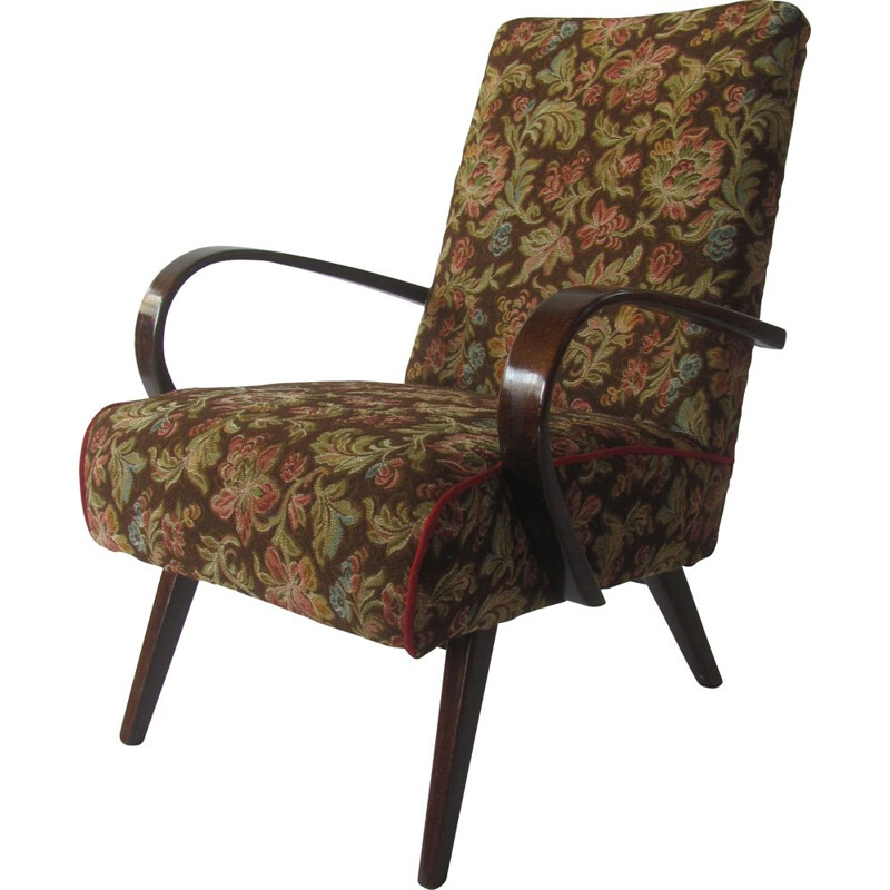 Vintage armchair in floral pattern by Jaroslav Šmídek for TON, Czechoslovakia 1960s