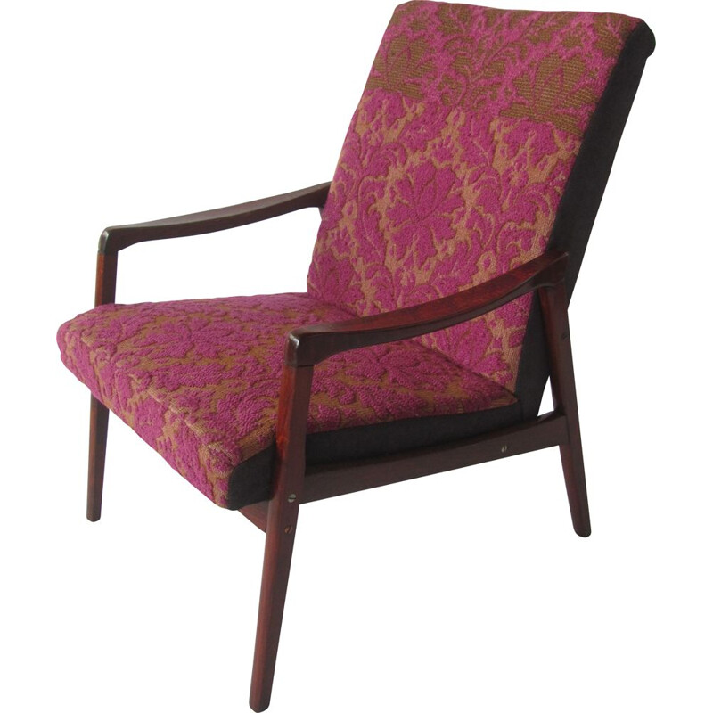 Vintage armchair in purple by Jitona, Czechoslovakia 1965