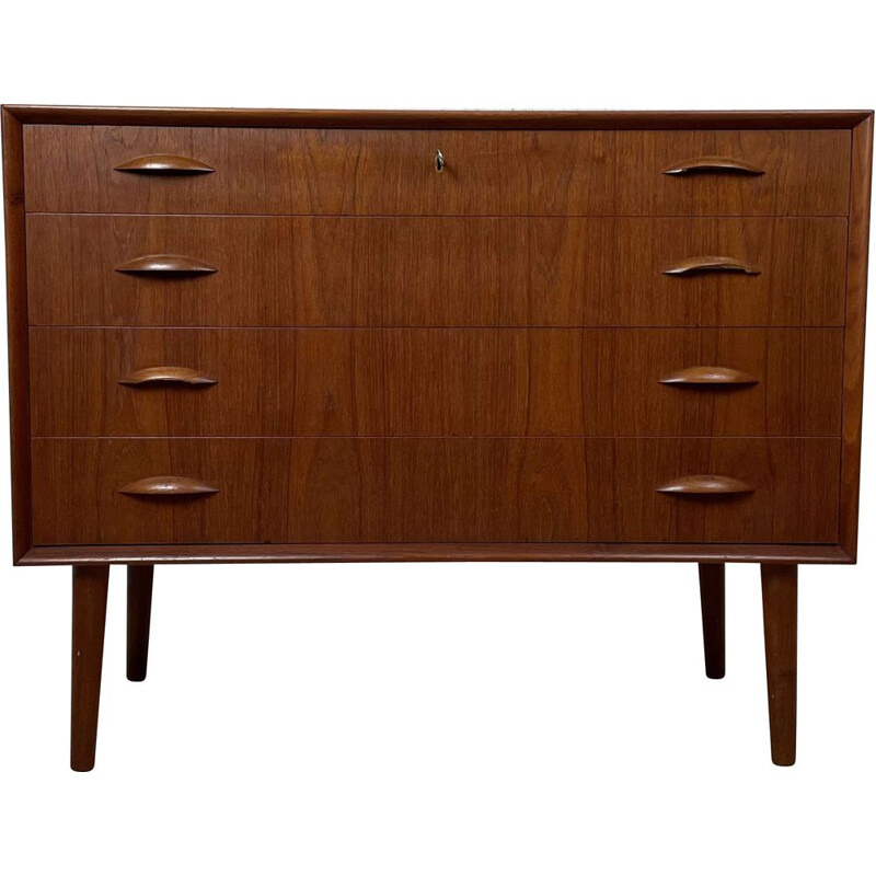 Vintage Scandinavian teak chest of drawers with 4 drawers, 1960s