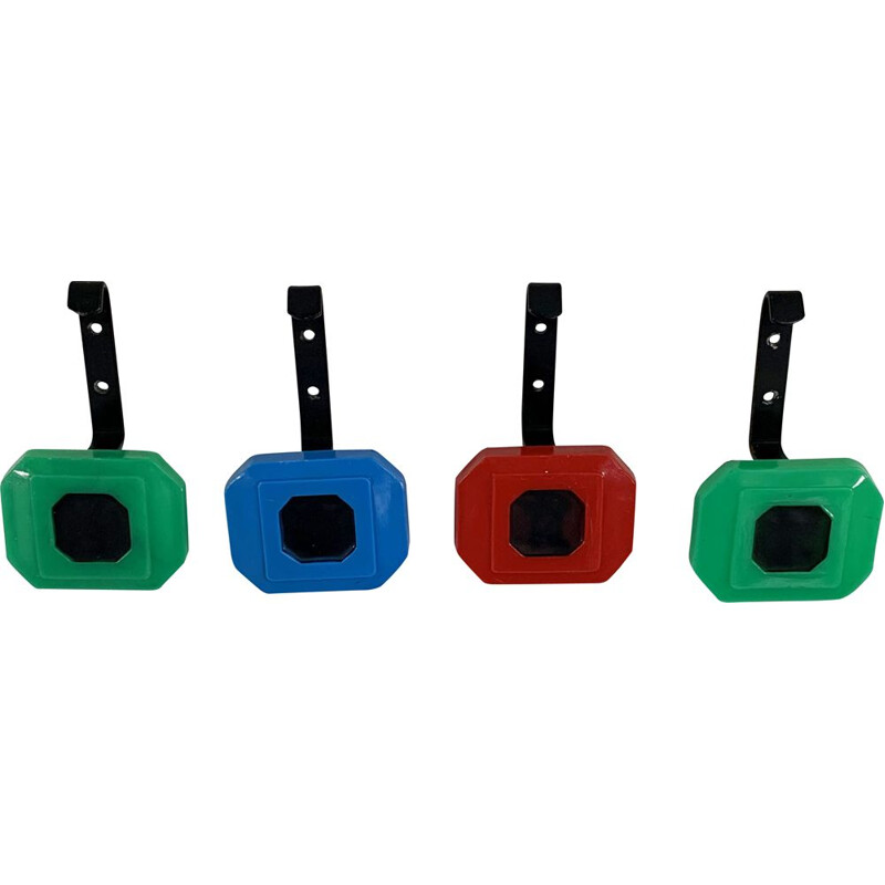 Set of 4 Italian vintage colourful coat racks, 1970s