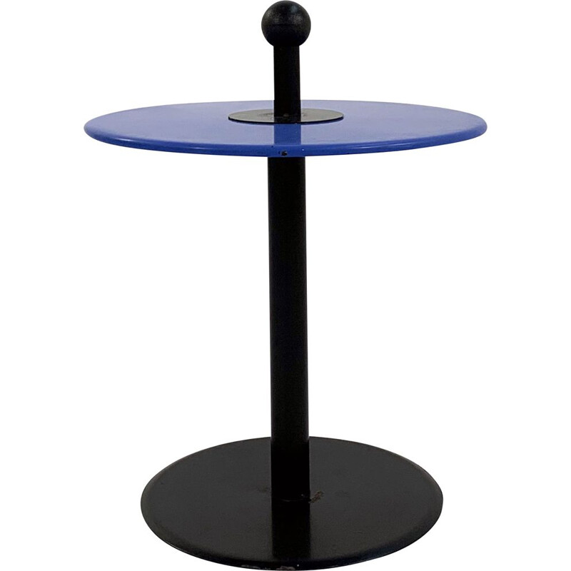 Blue postmodern vintage side table in metal, 1980s