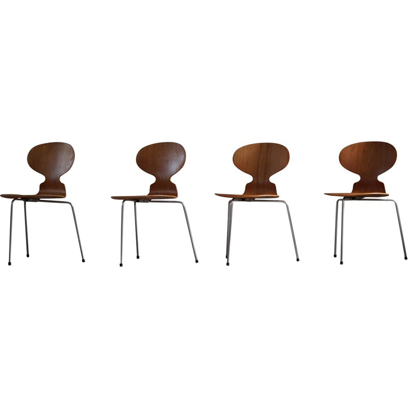 Ensemble de 4 chaises danoises vintage en teck par Arne Jacobsen pour Fritz Hansen, 1960