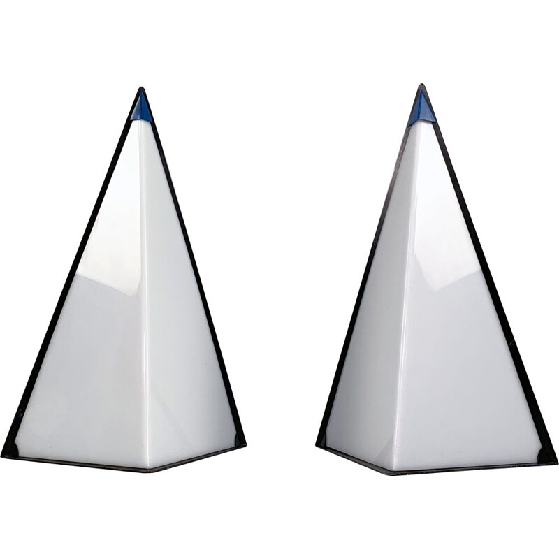 Pair of vintage postmodern pyramid lamps by Zonca Italy, 1980s