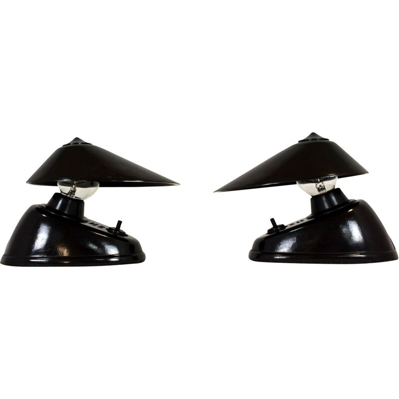 Paire de lampes de table Bauhaus vintage en bakélite par ESC, Tchécoslovaquie 1940