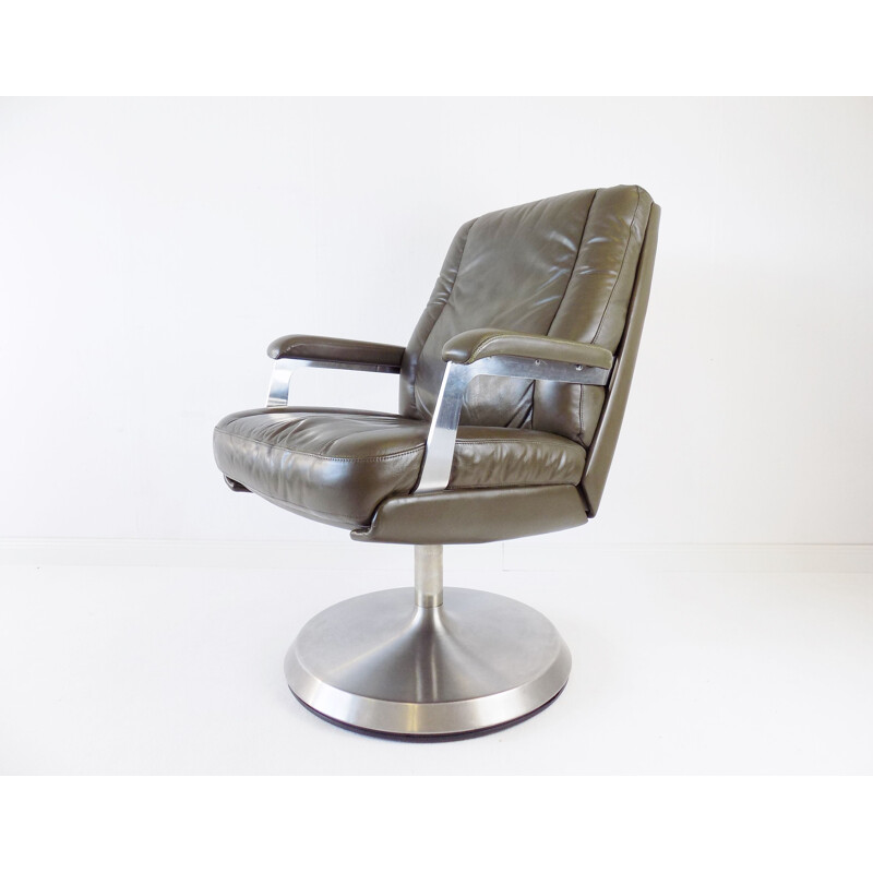 Mid-century Sedus leather office armchair, 1970s