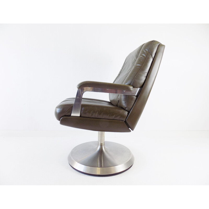 Mid-century Sedus leather office armchair, 1970s