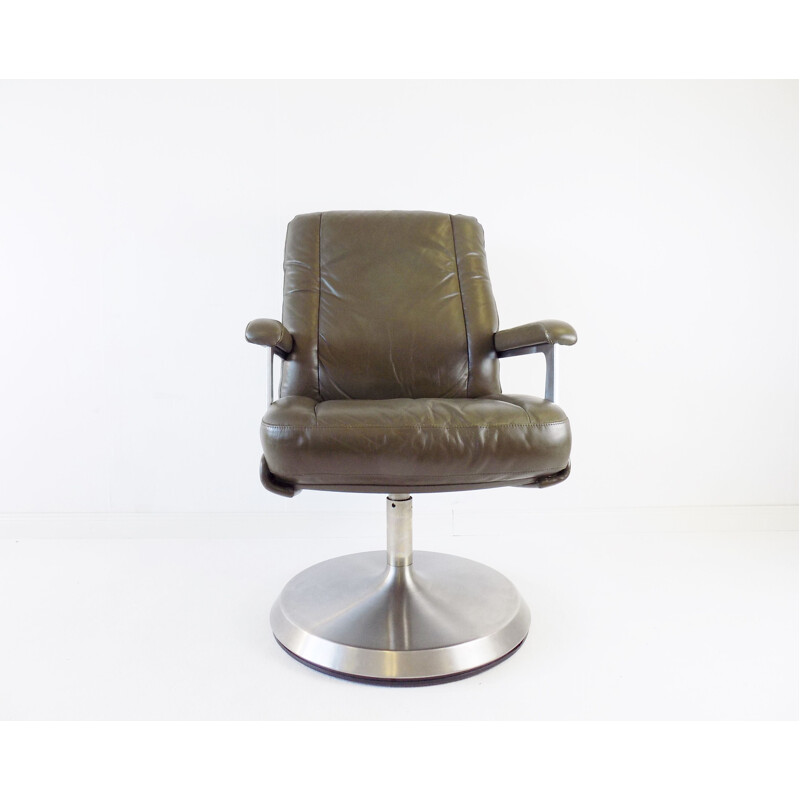 Mid-century Sedus leather office armchair, 1970s