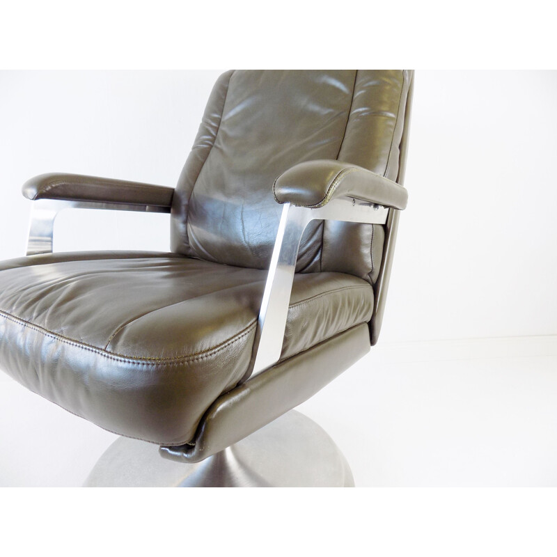 Mid-century Sedus leather office armchair, 1970s