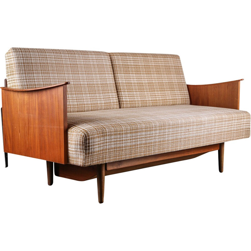 Danish daybed sofa in teak and fabric - 1950s