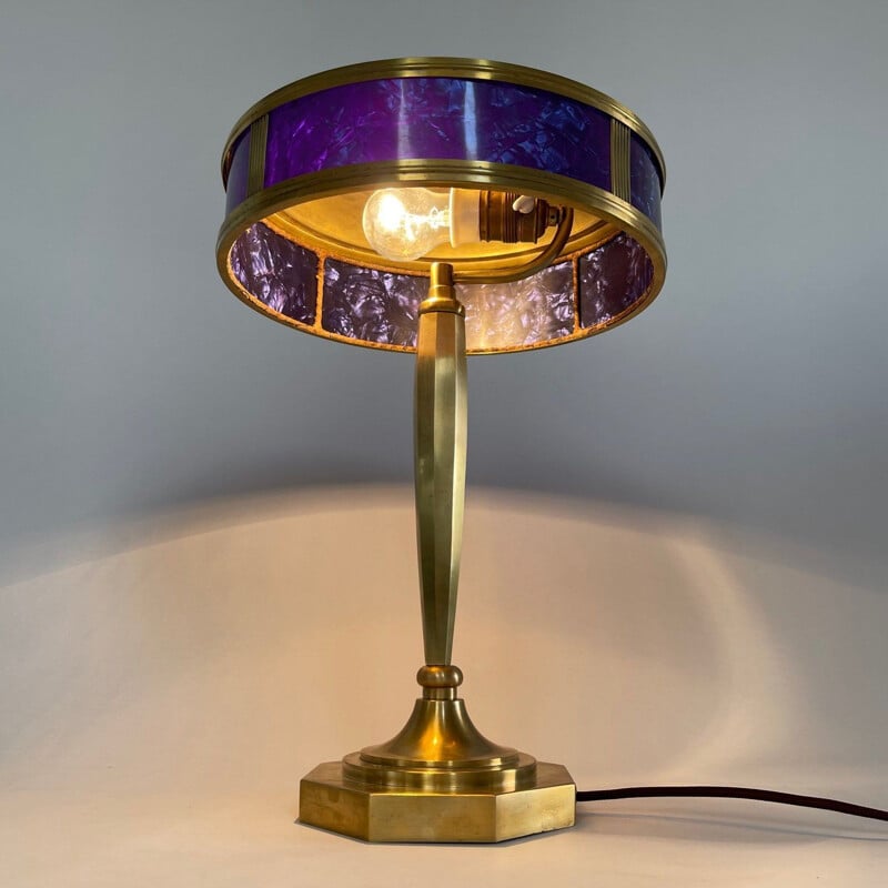 Lampe de table Art Déco vintage en laiton, 1930