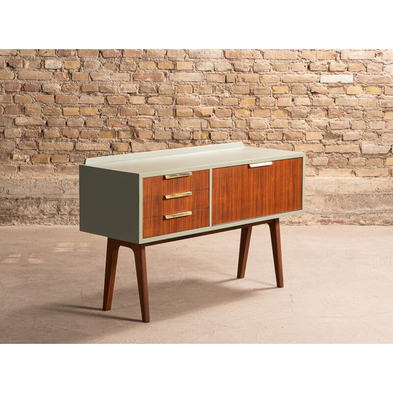 Comodino vintage in teak con 3 cassetti, 1960