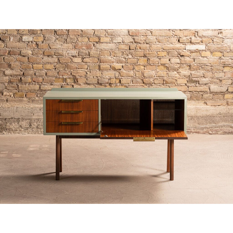 Comodino vintage in teak con 3 cassetti, 1960