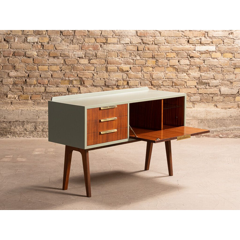 Comodino vintage in teak con 3 cassetti, 1960