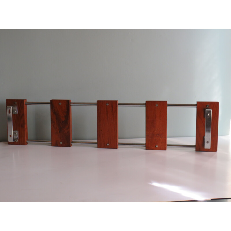 Scandinavian vintage wall coat rack, 1960s