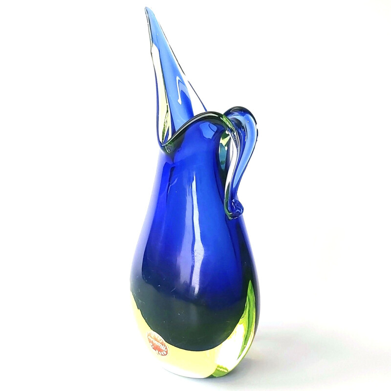 Jarrón vintage de cristal de Murano de Flavio Poli para Seguso, 1960