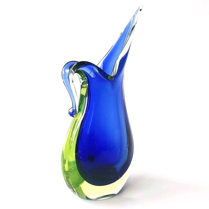 Jarrón vintage de cristal de Murano de Flavio Poli para Seguso, 1960