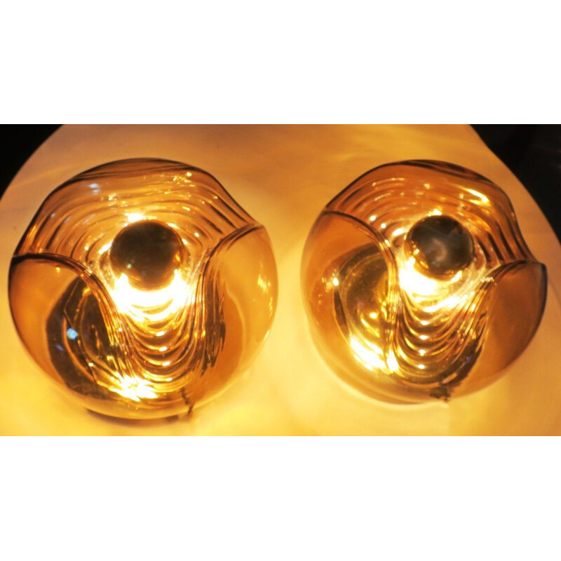 Pair of vintage Koch & Lowy "Wave" wall lights for Peill & Putzler