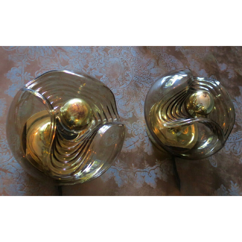 Pair of vintage Koch & Lowy "Wave" wall lights for Peill & Putzler