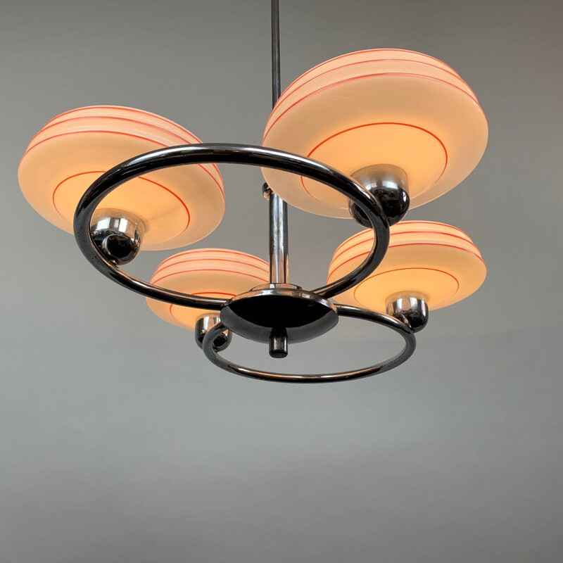 Vintage chrome chandelier by Drukov, Czechoslovakia 1950