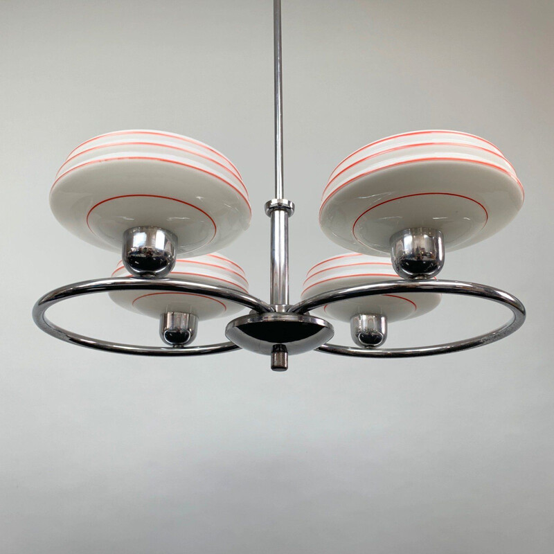 Vintage chrome chandelier by Drukov, Czechoslovakia 1950