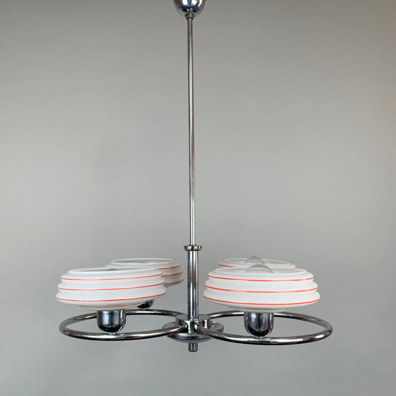 Vintage chrome chandelier by Drukov, Czechoslovakia 1950