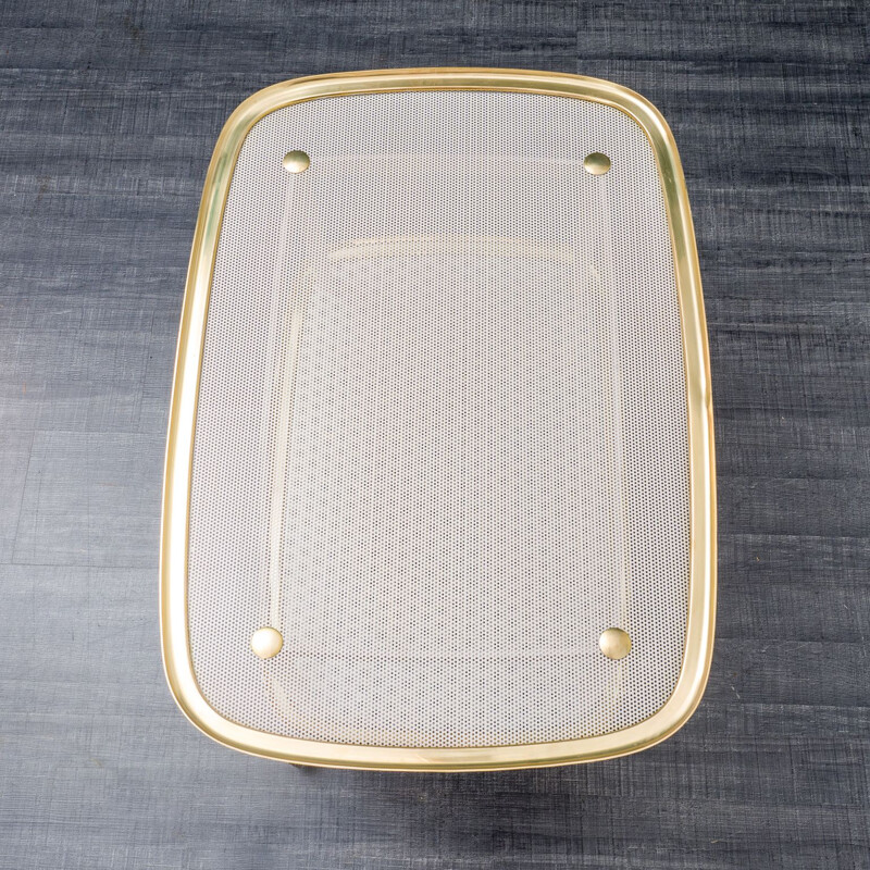 Mid-century brass and perforated metal plates serving trolley, 1950s