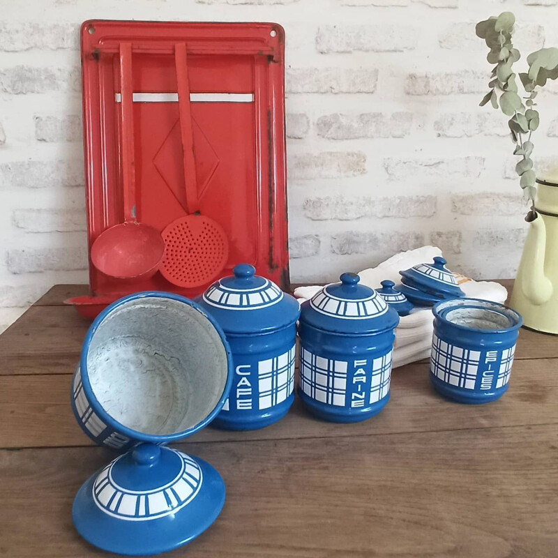 Enameled vintage spice jars