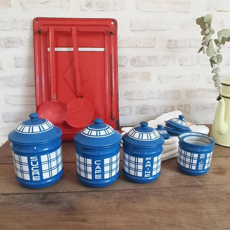 Enameled vintage spice jars