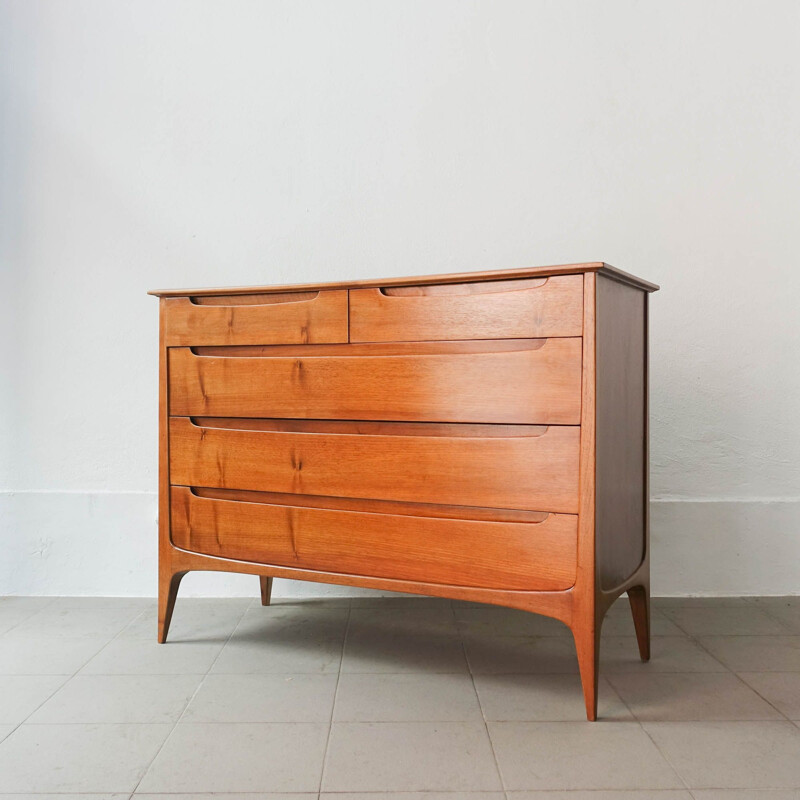 Vintage walnut chest of drawers by José Cruz de Carvalho for Altamira, 1950s