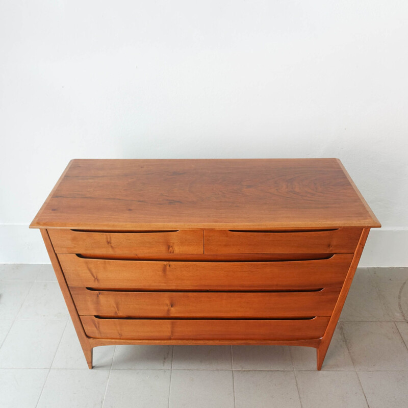 Vintage walnut chest of drawers by José Cruz de Carvalho for Altamira, 1950s