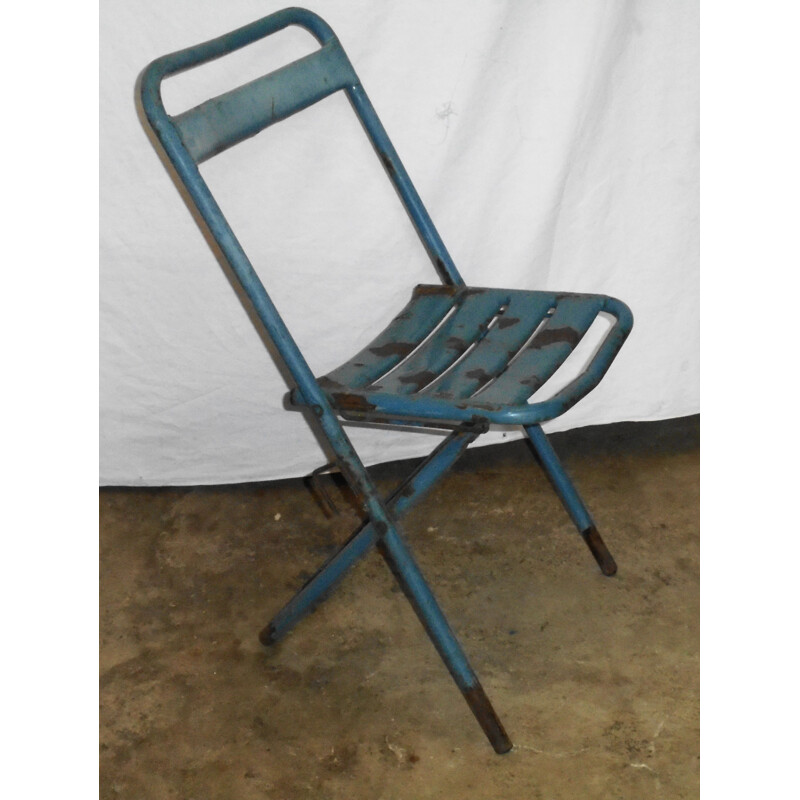 Vintage Tolix painted metal folding chair, 1950