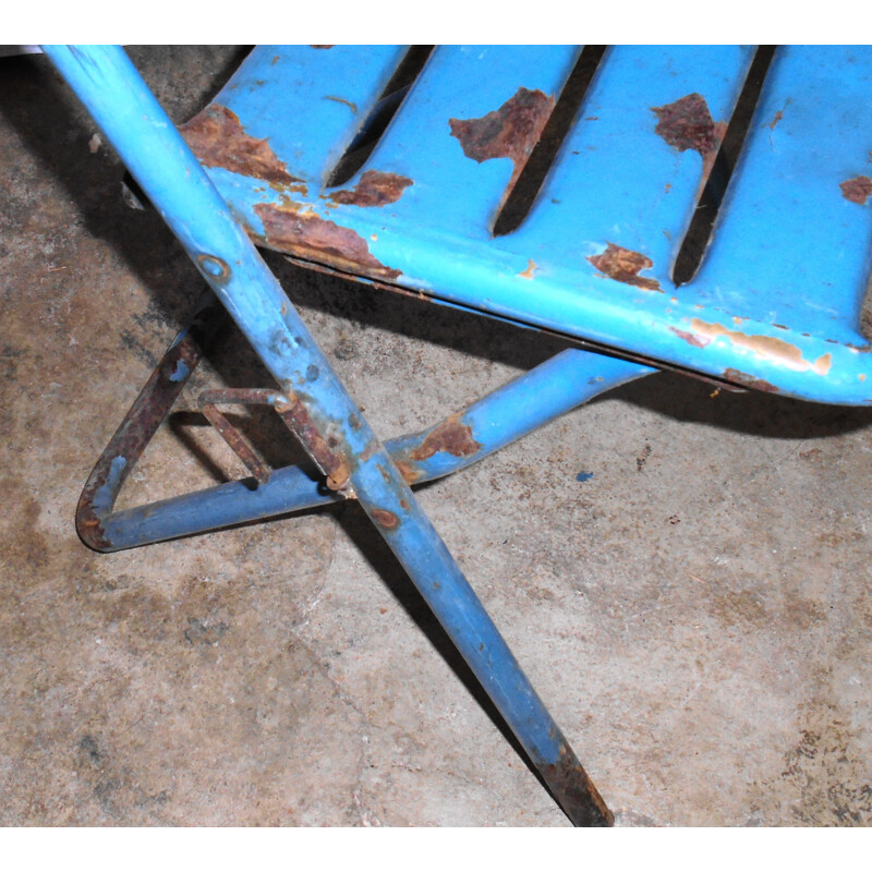 Vintage Tolix painted metal folding chair, 1950