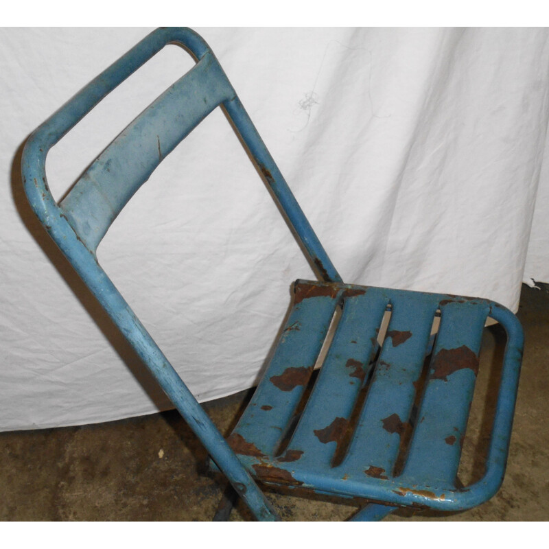 Vintage Tolix painted metal folding chair, 1950